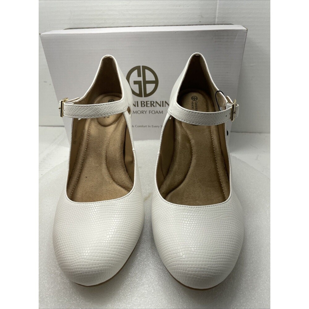 Giani Bernini Velmah Mary Jane Pumps, White Lizard, Women Size 12M Item#679